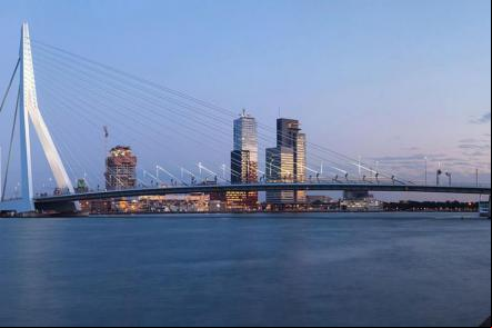Panoramica do Rio Maas e Erasmusbrug - Foto: Massimo Catarinella (Licença-cc-by-sa-3.0)